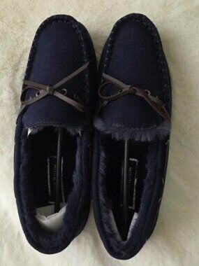 Club Room Mens Faux-Suede Moccasin Slip Navy
